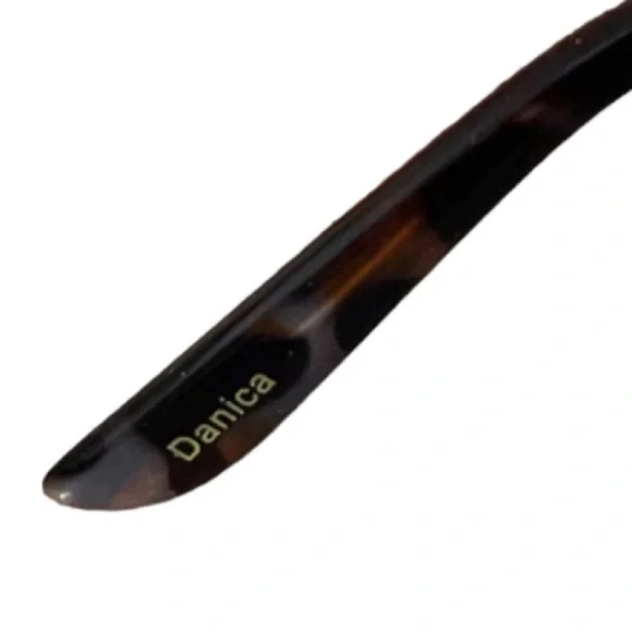 Judith Leiber New Danica Brown Abstract Design Large Cat Eye Shaped Sunglasses - Picture 3 of 6